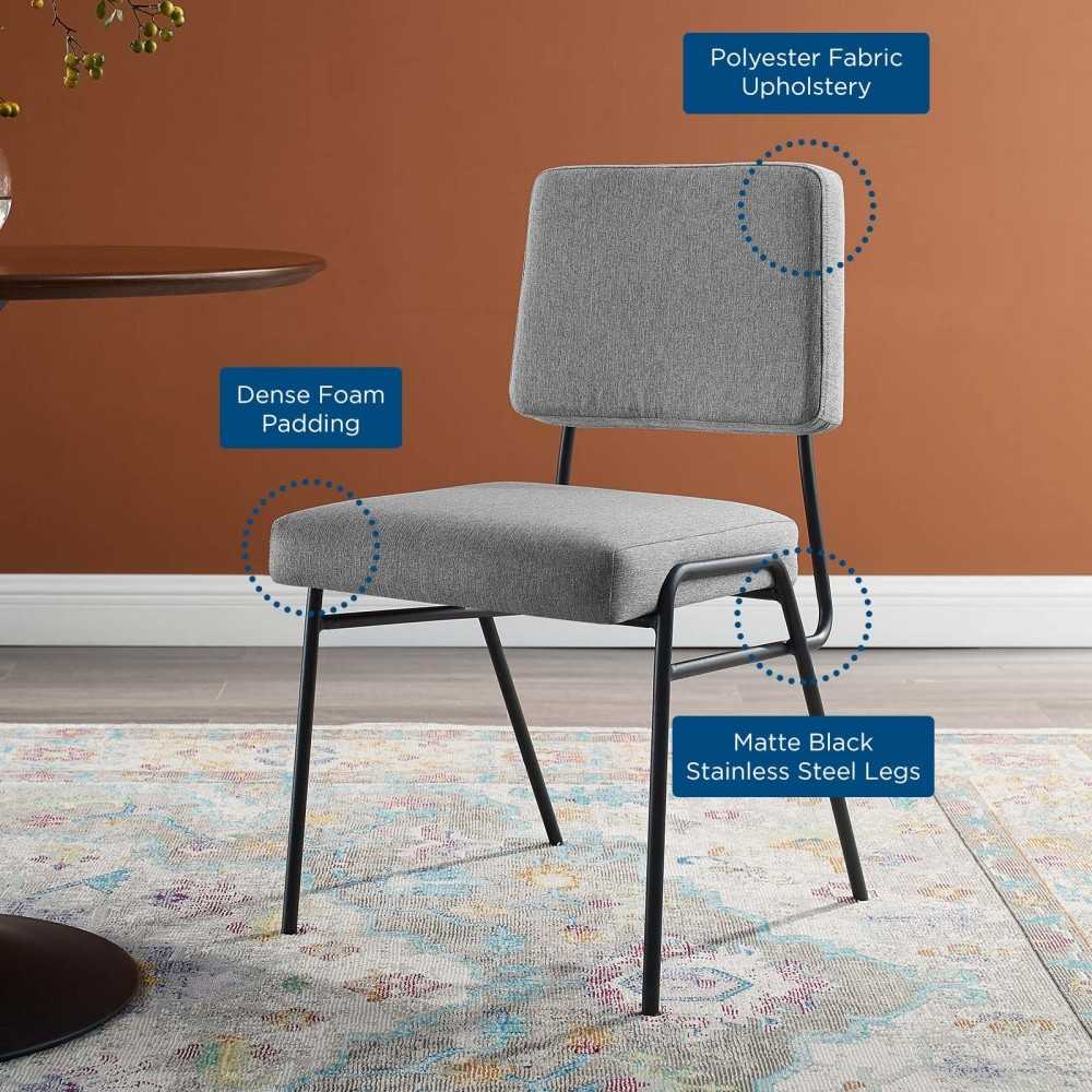 Craft Upholstered Fabric Dining Side Chair, Black Light Gray