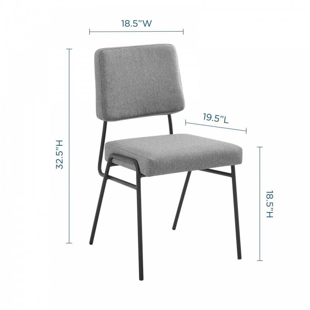 Craft Upholstered Fabric Dining Side Chair, Black Light Gray