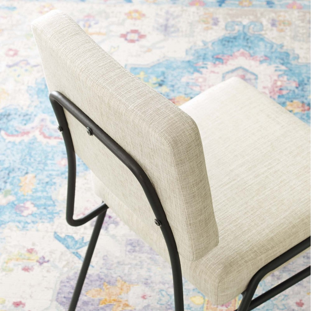 Craft Upholstered Fabric Dining Side Chair, Black Beige