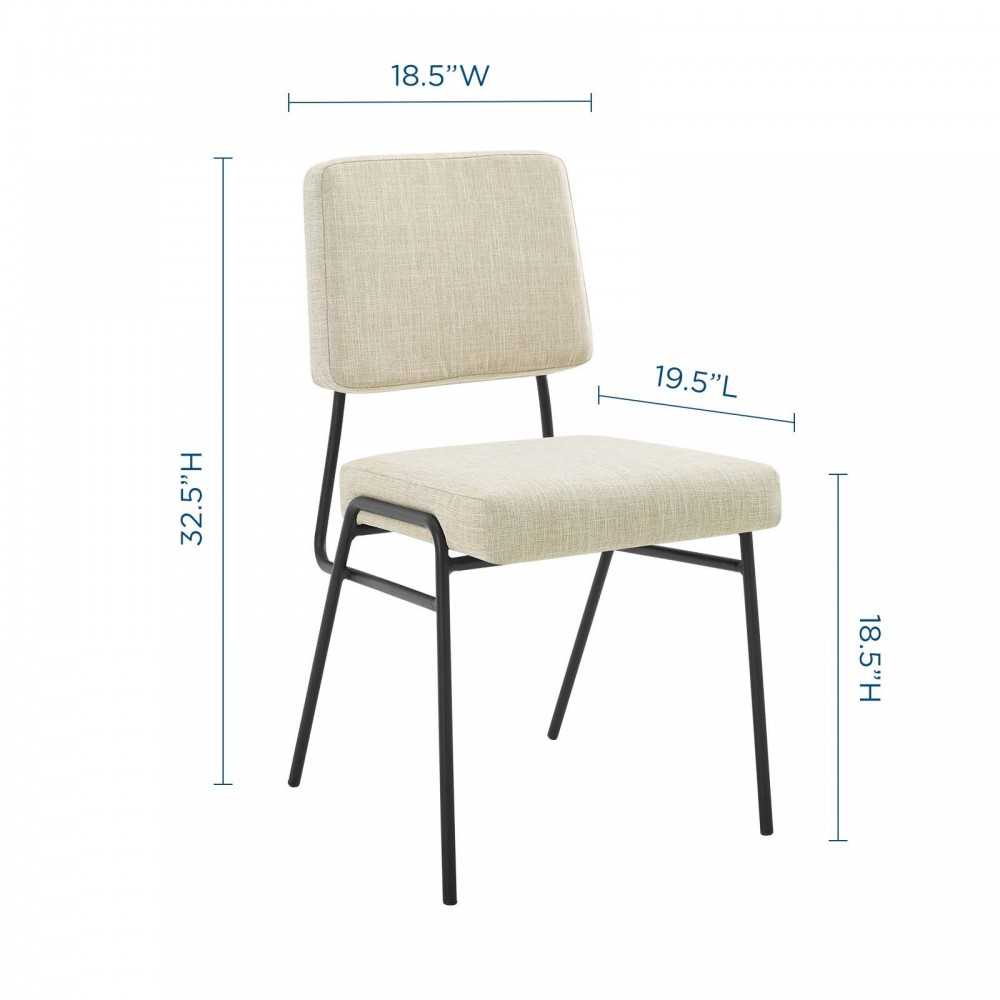 Craft Upholstered Fabric Dining Side Chair, Black Beige