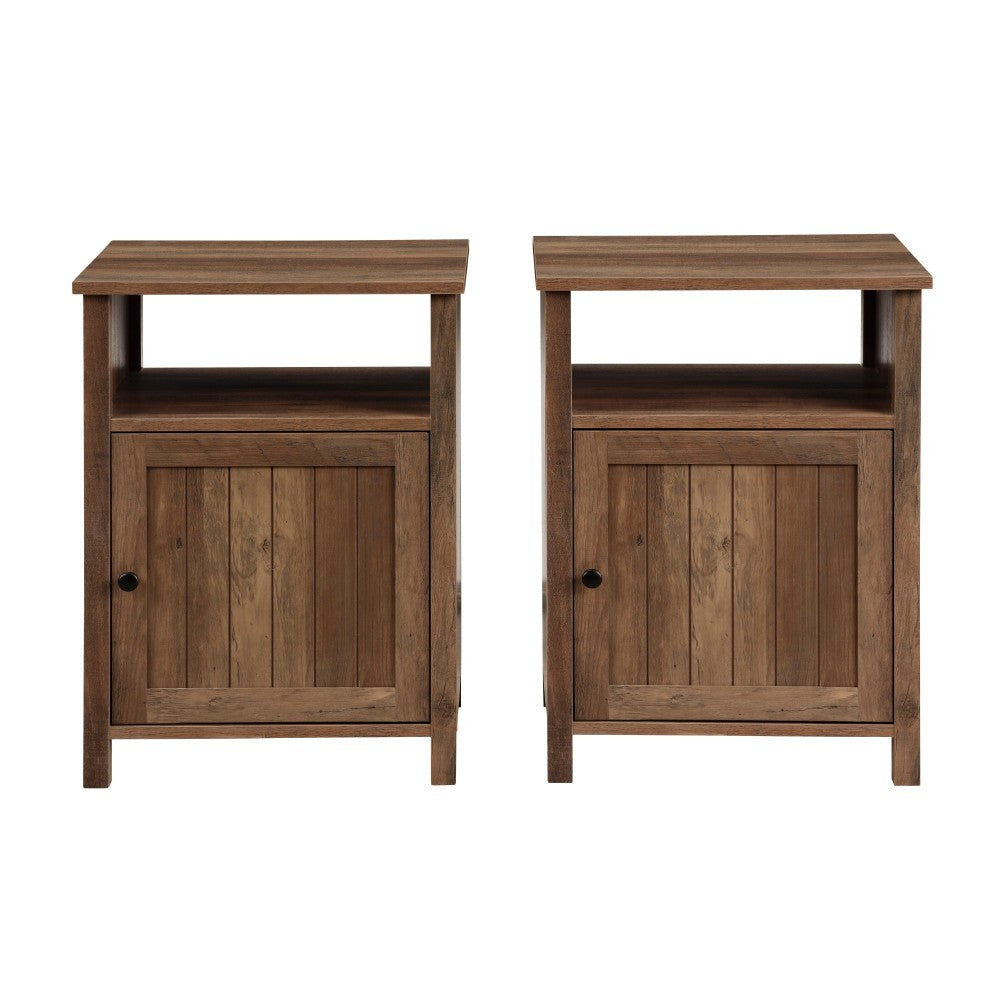 Craig Grooved Door Side Table Set - Gray Wash