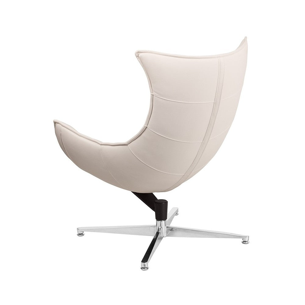 Creamy White LeatherSoft Swivel Cocoon Chair