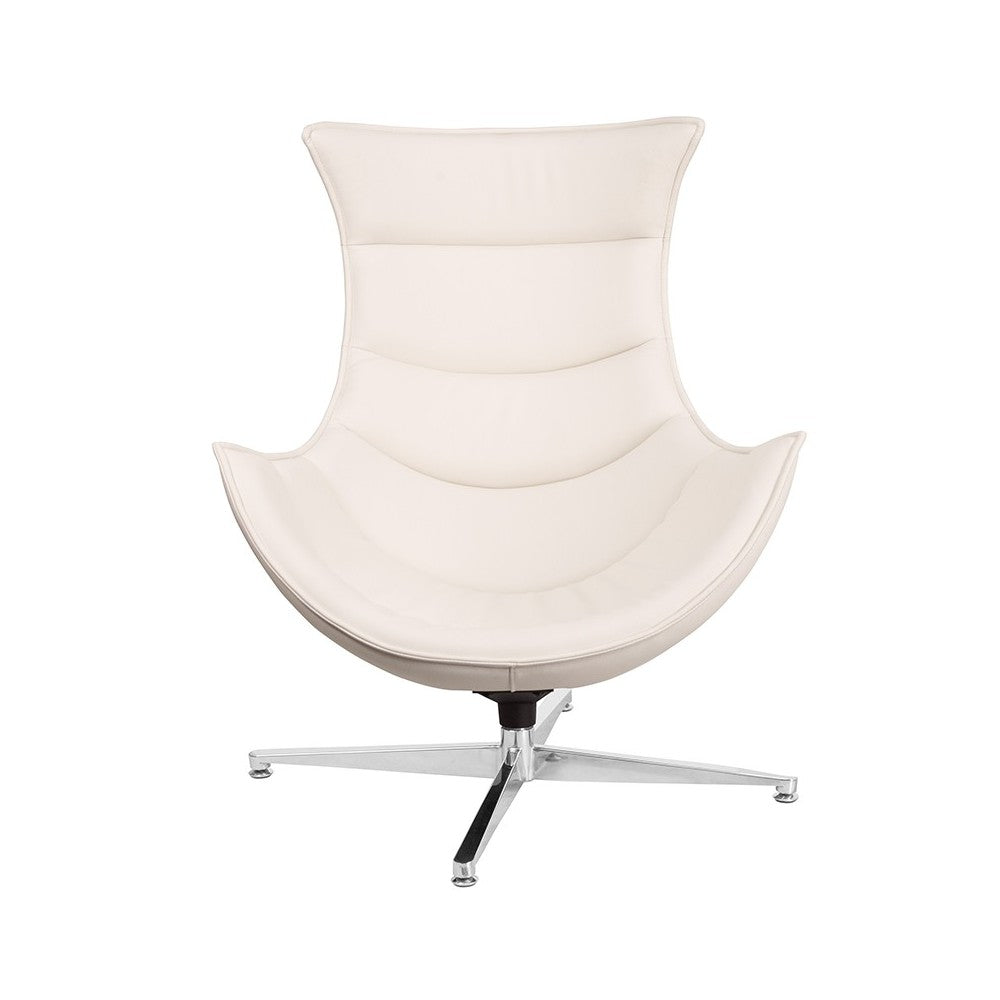 Creamy White LeatherSoft Swivel Cocoon Chair