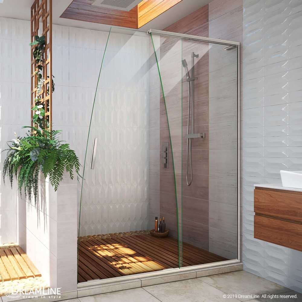 Crest 58-60 in. W x 76 in. HClear Glass Frameless Sliding Shower Door in Brushed Nickel