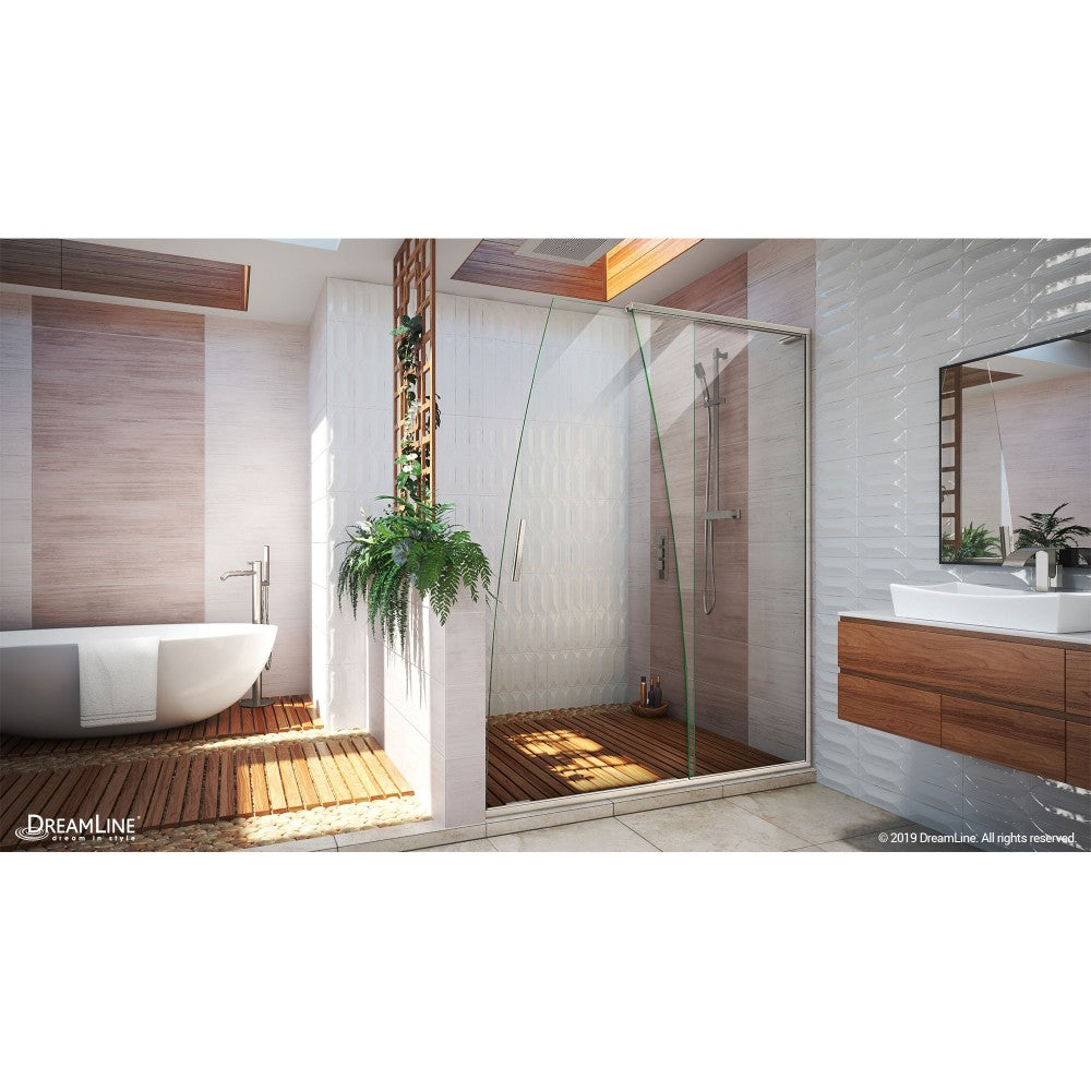 Crest 58-60 in. W x 76 in. HClear Glass Frameless Sliding Shower Door in Brushed Nickel