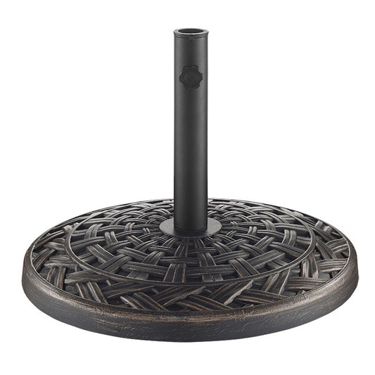 Cross Weave Round Outdoor Patio Umbrella Base - Antique Bronze