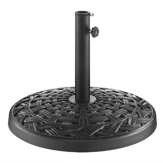 Cross Weave Round Outdoor Patio Umbrella Base - Black
