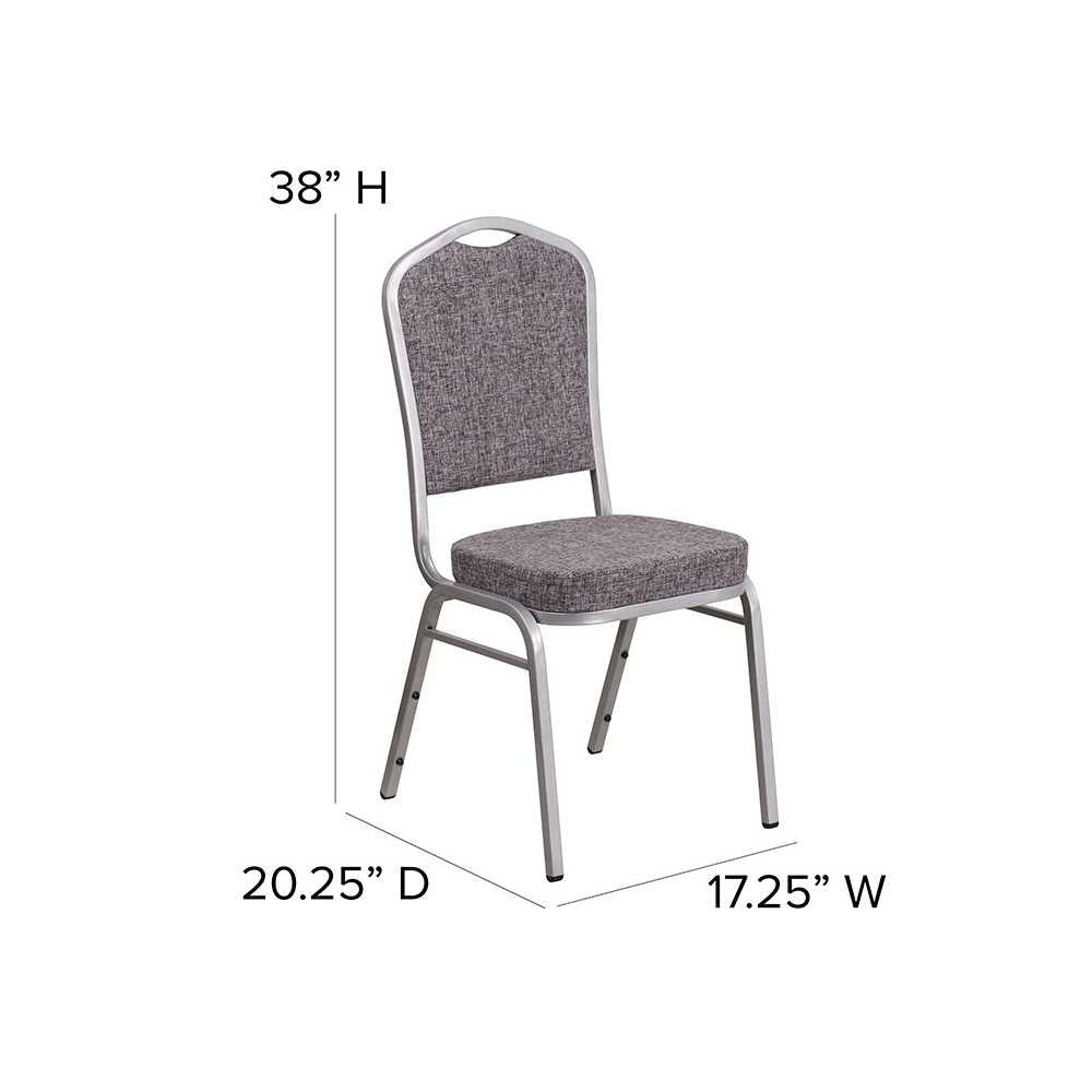 Crown Back Stacking Banquet Chair in Blue Fabric - Silver Frame