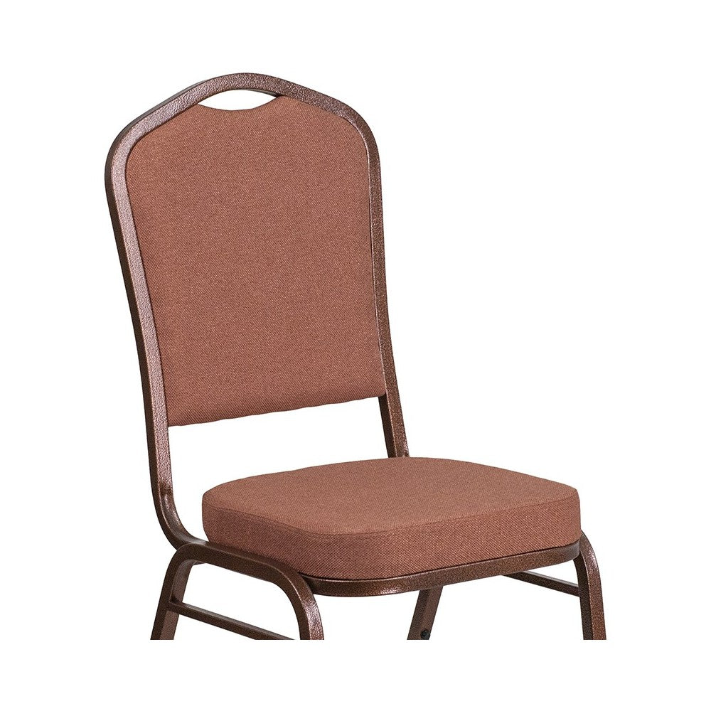 Crown Back Stacking Banquet Chair in Brown Fabric - Copper Vein Frame