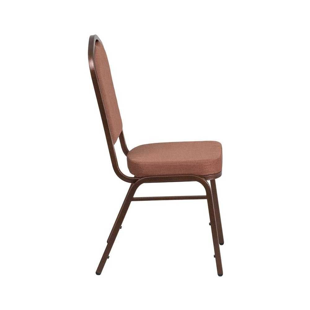 Crown Back Stacking Banquet Chair in Brown Fabric - Copper Vein Frame