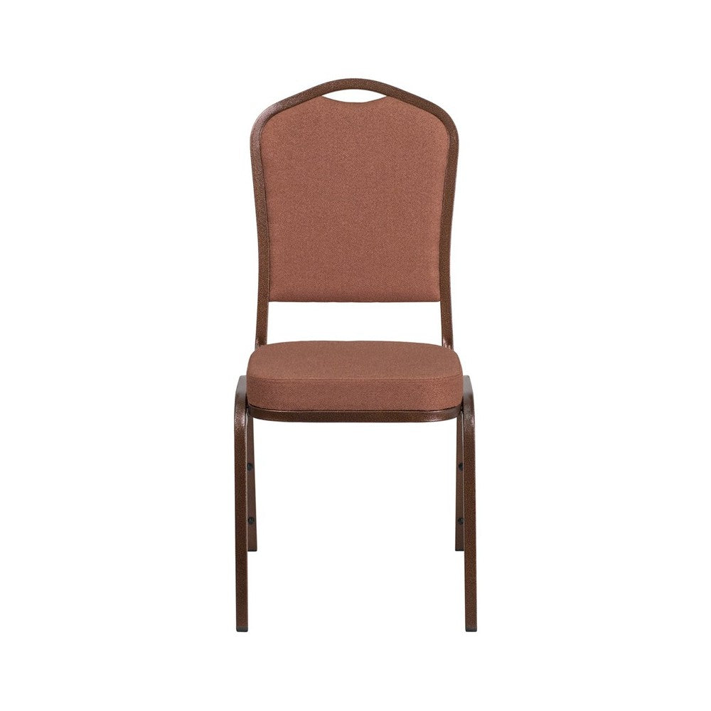 Crown Back Stacking Banquet Chair in Brown Fabric - Copper Vein Frame