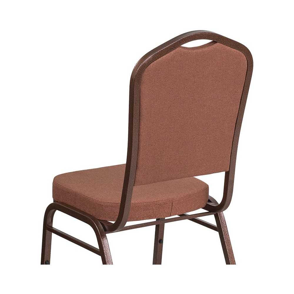 Crown Back Stacking Banquet Chair in Brown Fabric - Copper Vein Frame