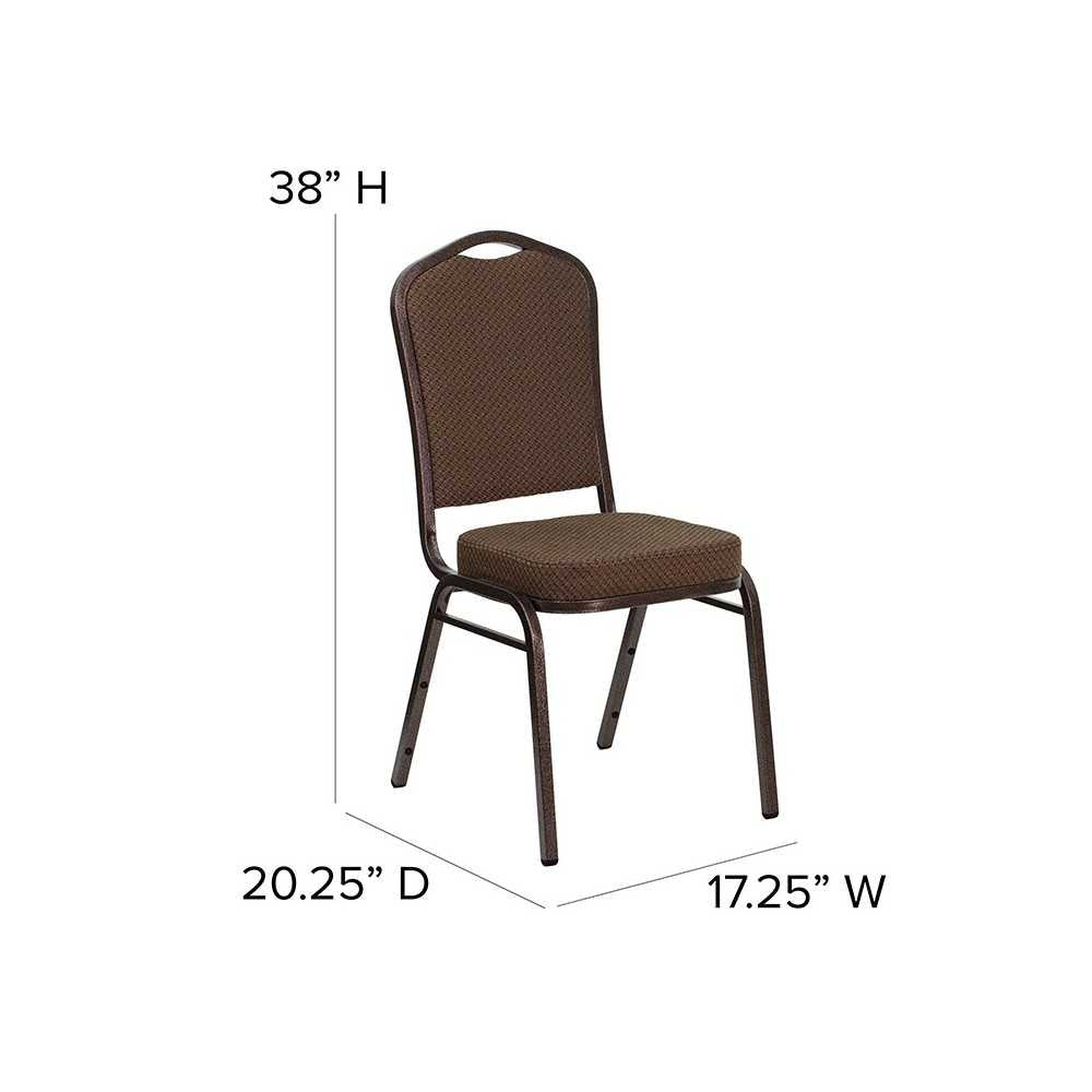 Crown Back Stacking Banquet Chair in Brown Patterned Fabric - Copper Vein Frame