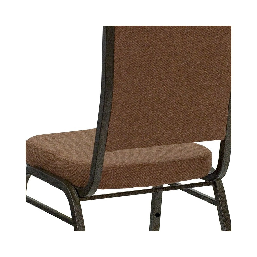 Crown Back Stacking Banquet Chair in Coffee Fabric - Gold Vein Frame