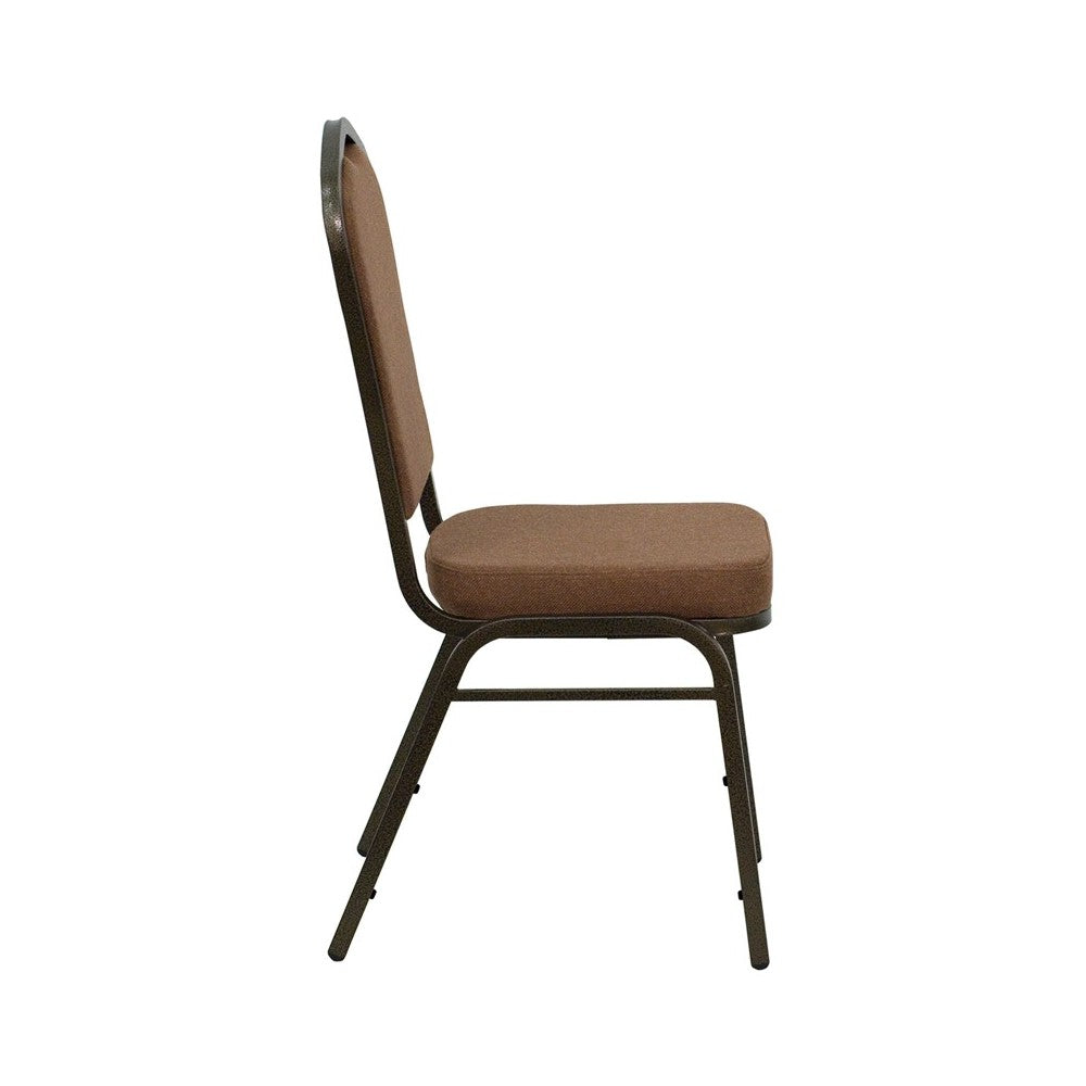 Crown Back Stacking Banquet Chair in Coffee Fabric - Gold Vein Frame