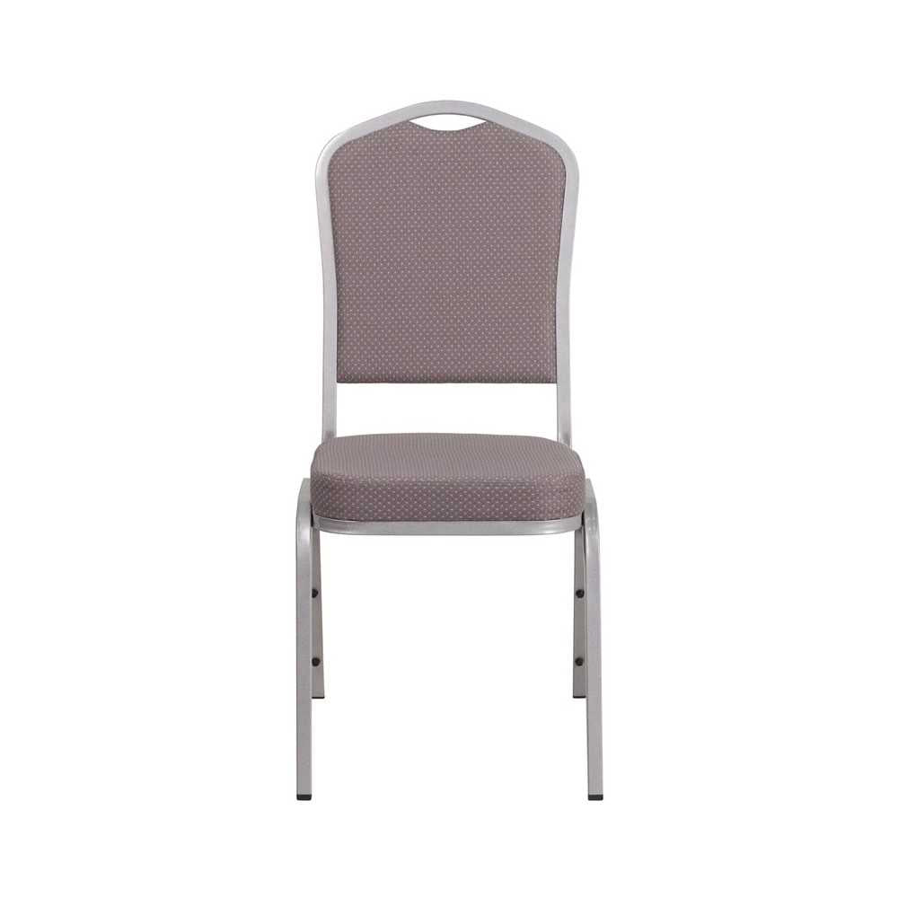 Crown Back Stacking Banquet Chair in Gray Dot Fabric - Silver Frame