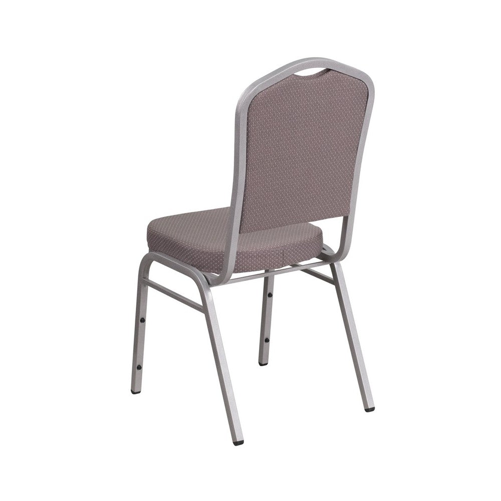 Crown Back Stacking Banquet Chair in Gray Dot Fabric - Silver Frame
