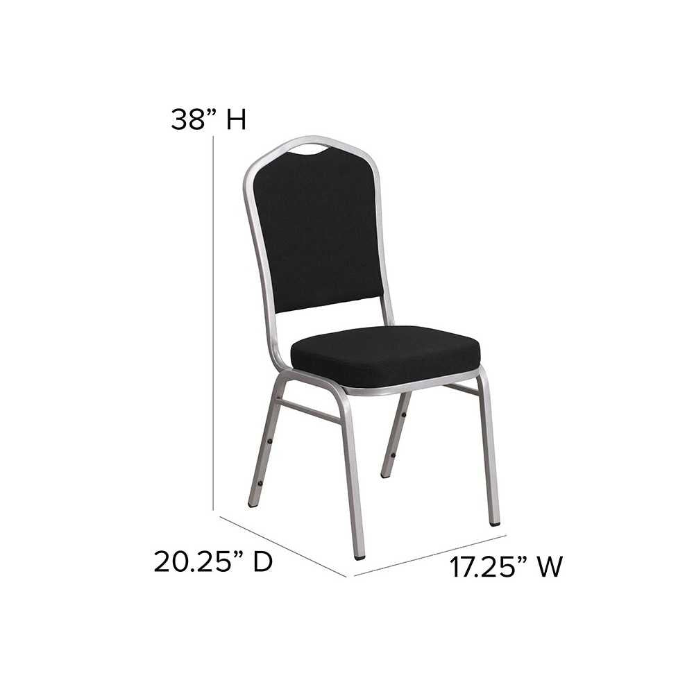 Crown Back Stacking Banquet Chair in Gray Dot Fabric - Silver Frame