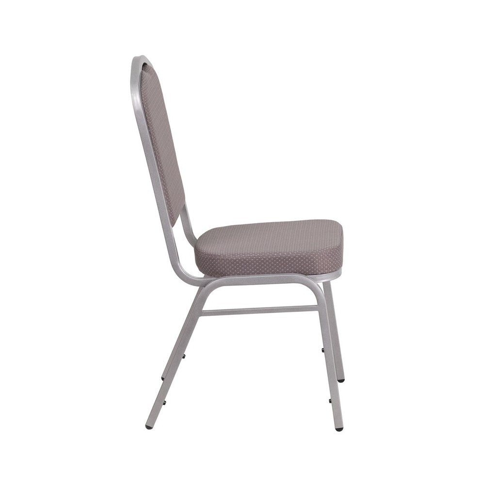 Crown Back Stacking Banquet Chair in Gray Dot Fabric - Silver Frame