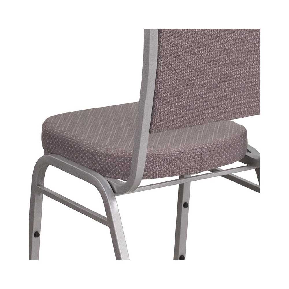 Crown Back Stacking Banquet Chair in Gray Dot Fabric - Silver Frame