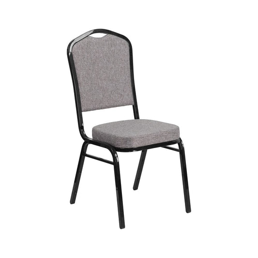 Crown Back Stacking Banquet Chair in Gray Fabric - Black Frame
