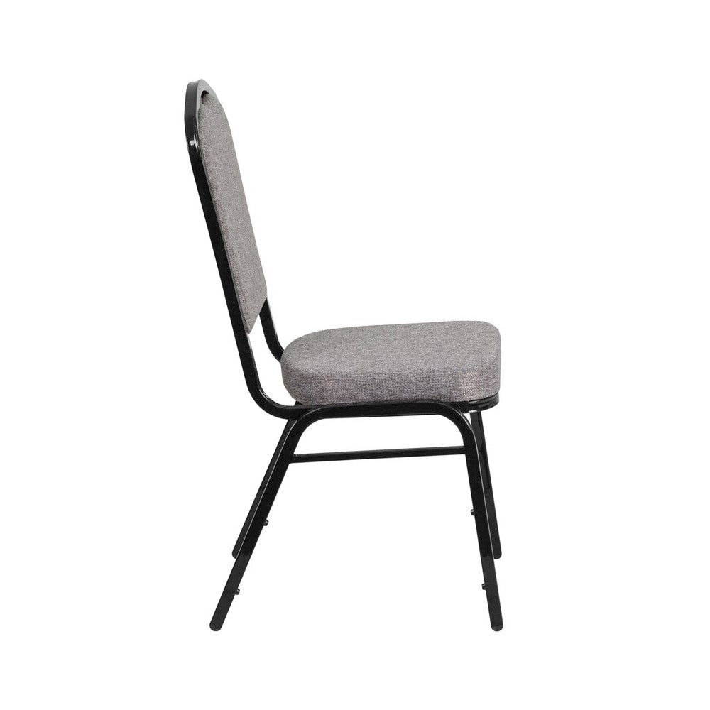 Crown Back Stacking Banquet Chair in Gray Fabric - Black Frame