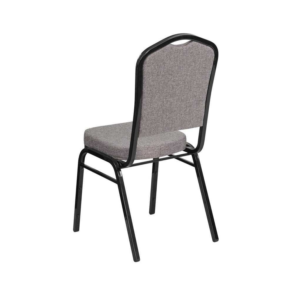 Crown Back Stacking Banquet Chair in Gray Fabric - Black Frame