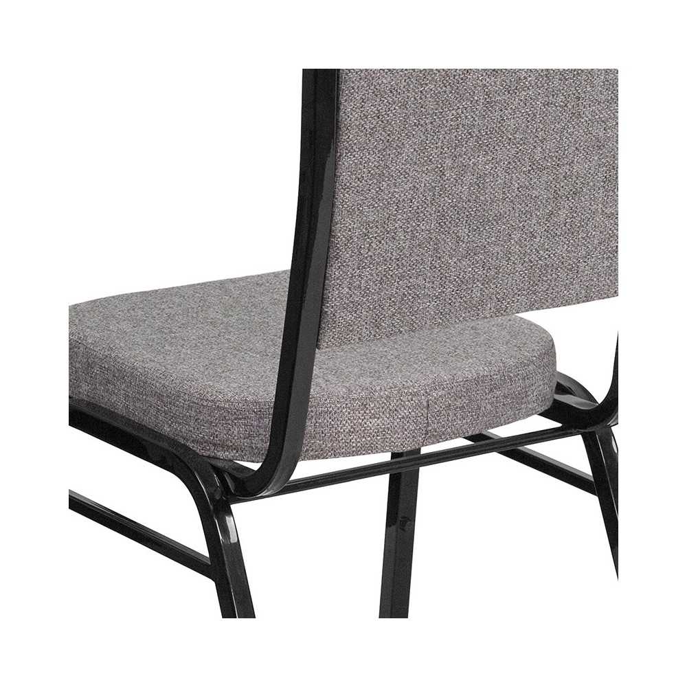 Crown Back Stacking Banquet Chair in Gray Fabric - Black Frame