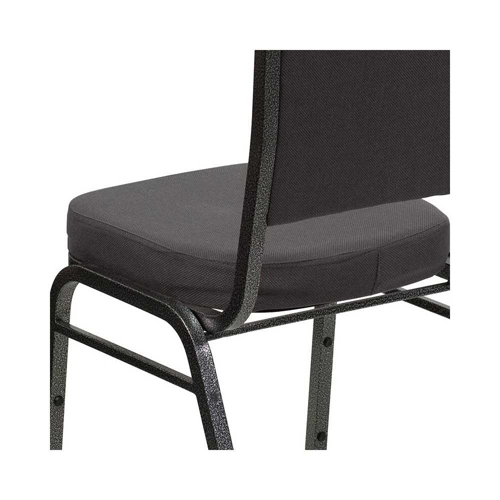 Crown Back Stacking Banquet Chair in Gray Fabric - Silver Vein Frame