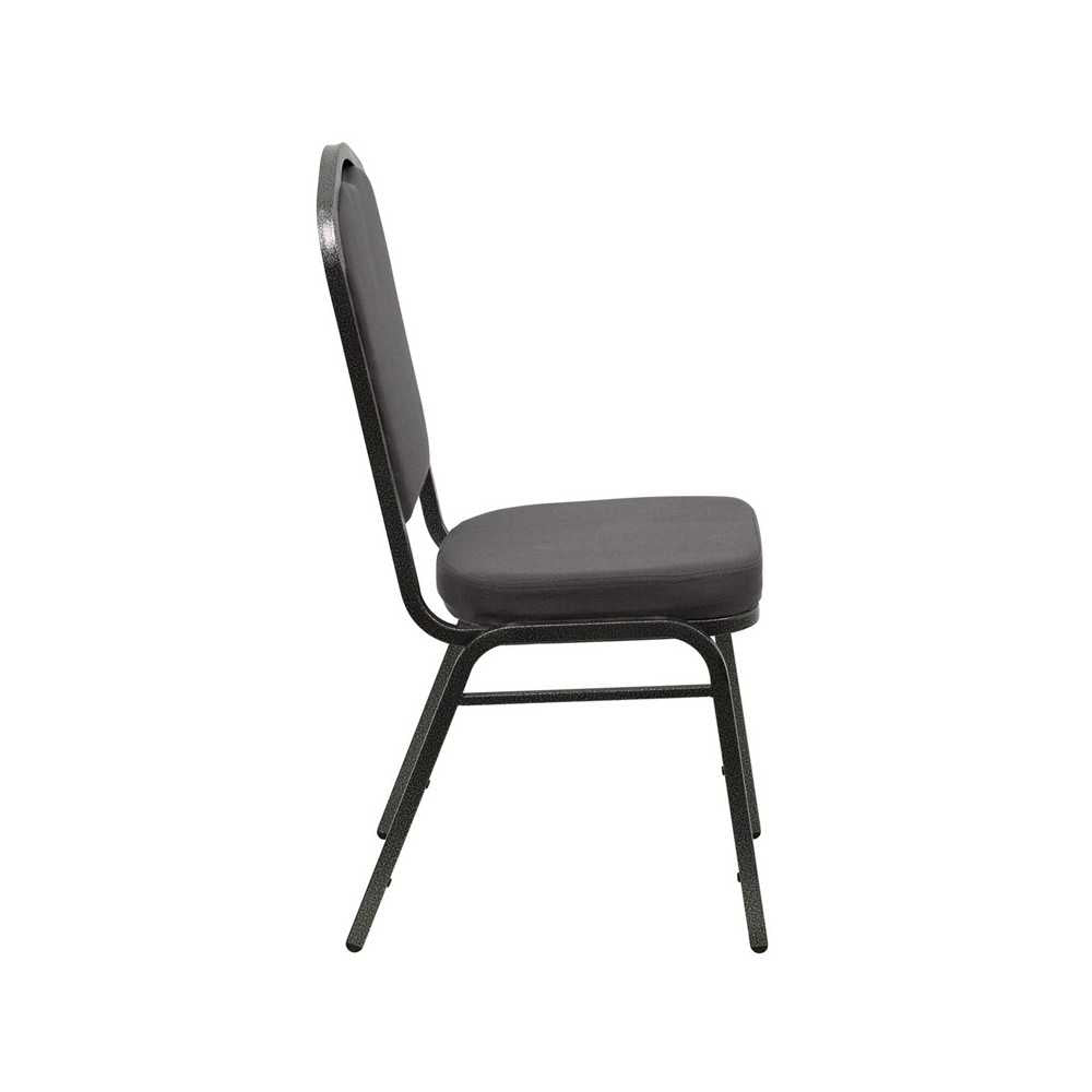 Crown Back Stacking Banquet Chair in Gray Fabric - Silver Vein Frame