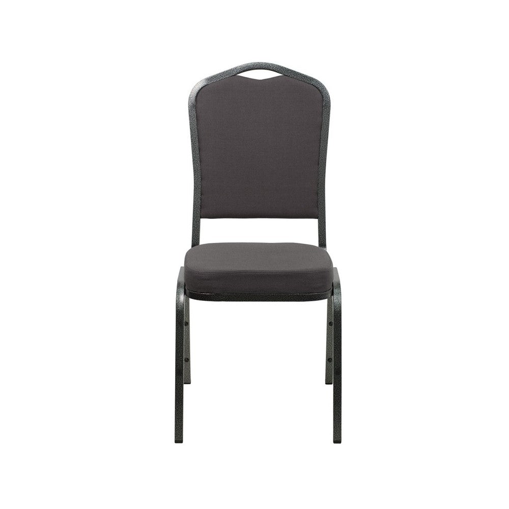 Crown Back Stacking Banquet Chair in Gray Fabric - Silver Vein Frame