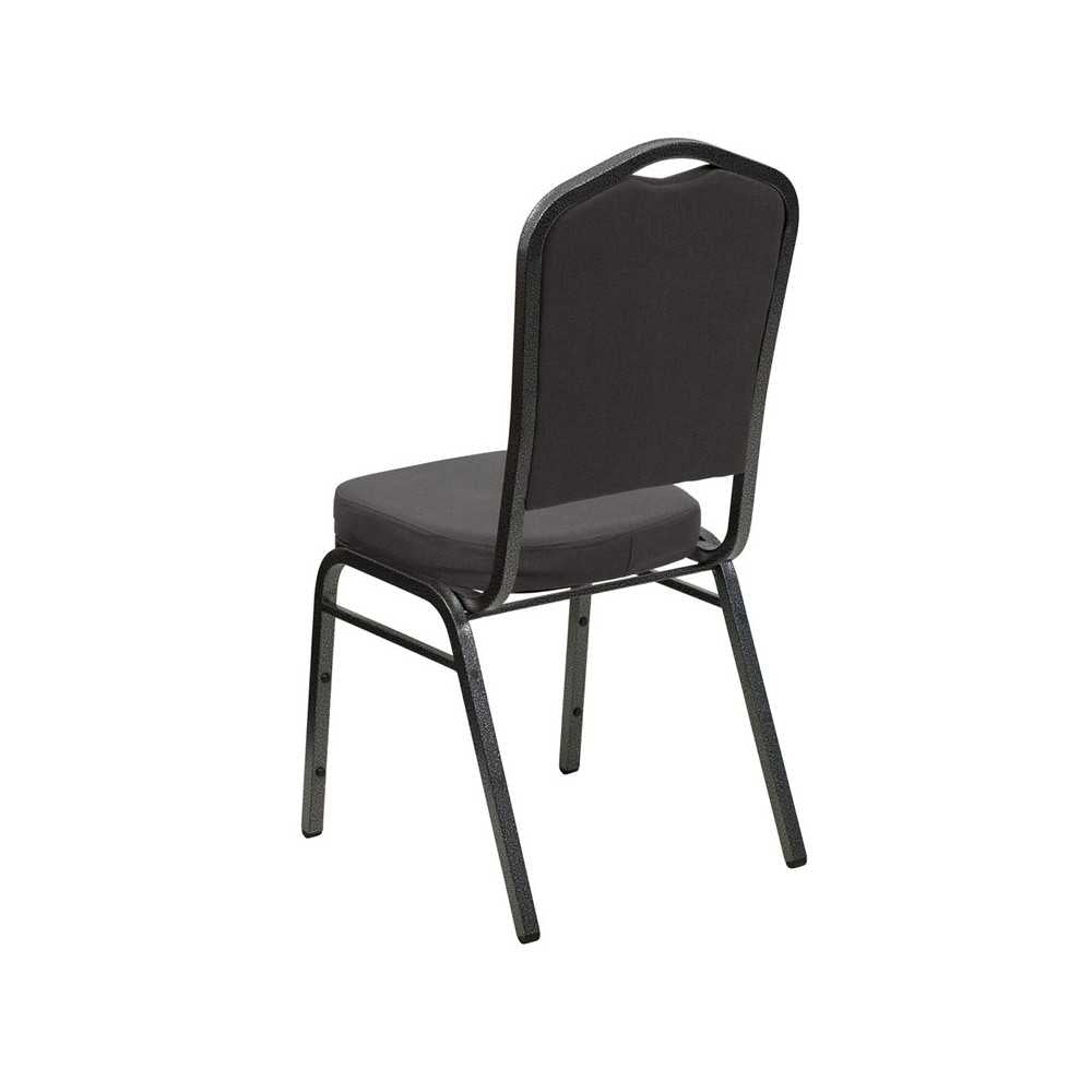 Crown Back Stacking Banquet Chair in Gray Fabric - Silver Vein Frame