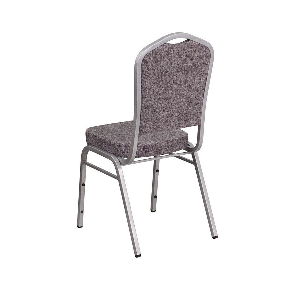 Crown Back Stacking Banquet Chair in Herringbone Fabric - Silver Frame