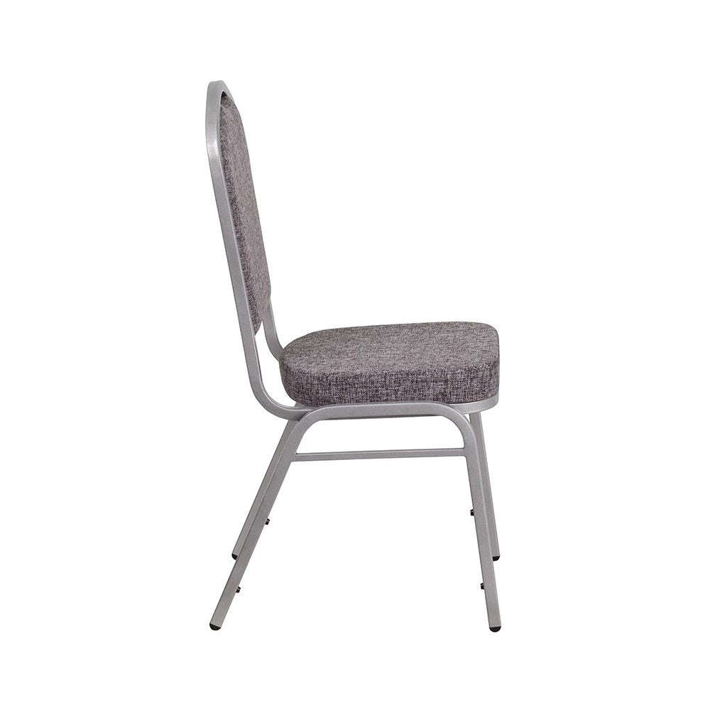 Crown Back Stacking Banquet Chair in Herringbone Fabric - Silver Frame