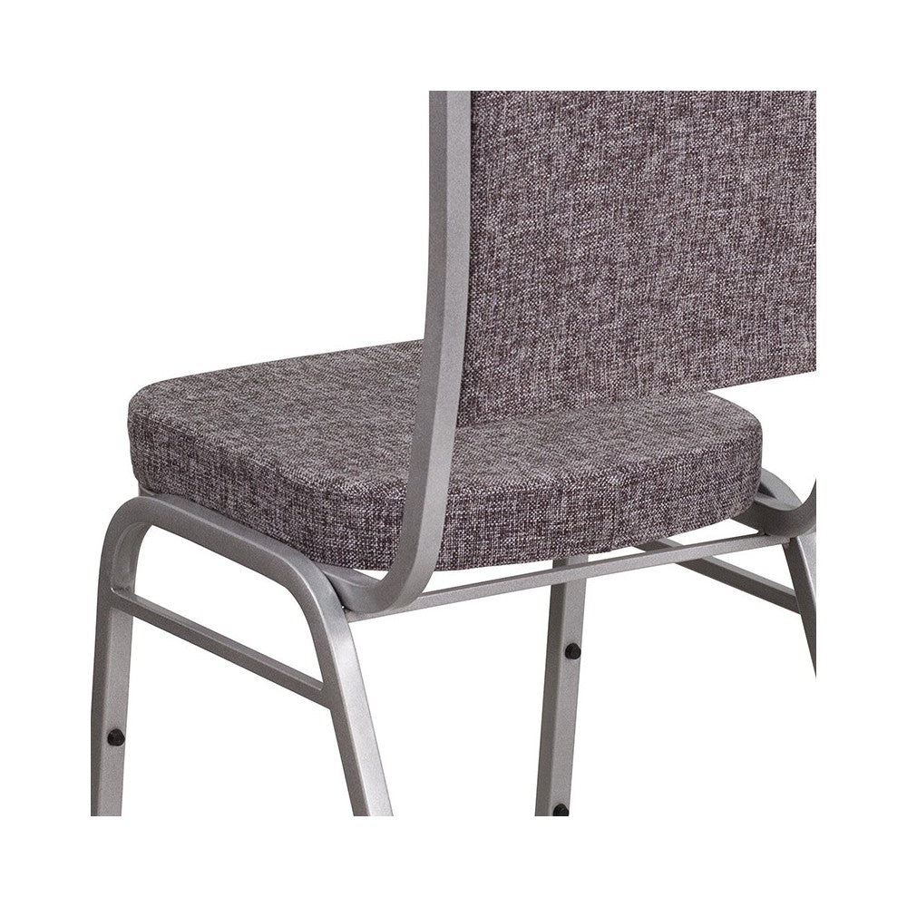 Crown Back Stacking Banquet Chair in Herringbone Fabric - Silver Frame