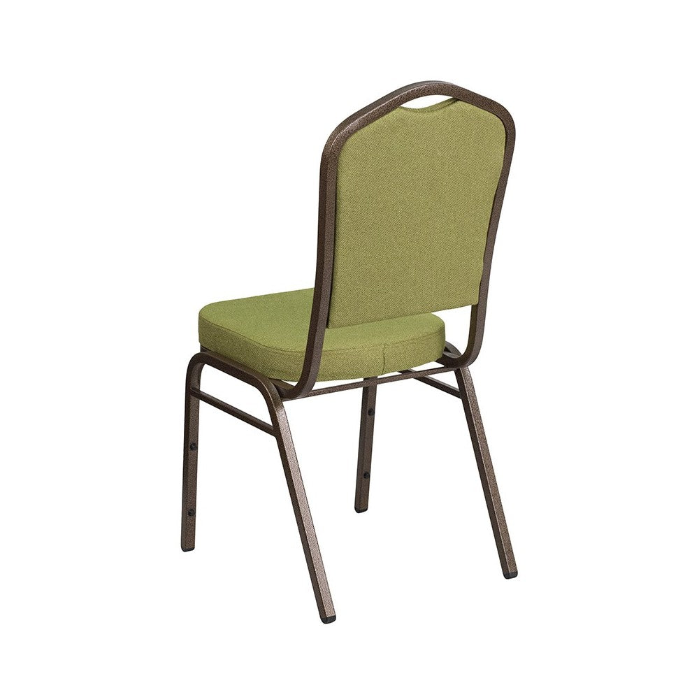 Crown Back Stacking Banquet Chair in Moss Fabric - Gold Vein Frame