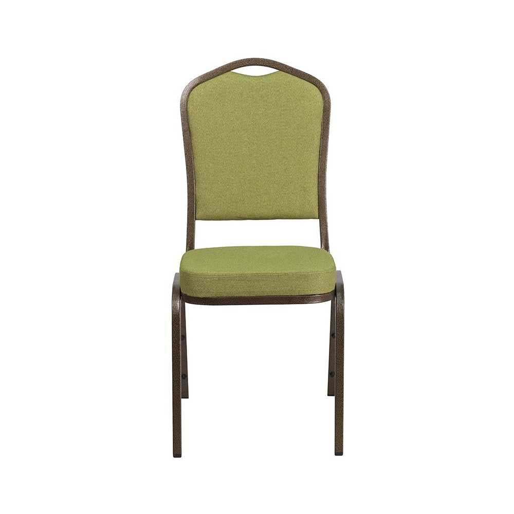 Crown Back Stacking Banquet Chair in Moss Fabric - Gold Vein Frame