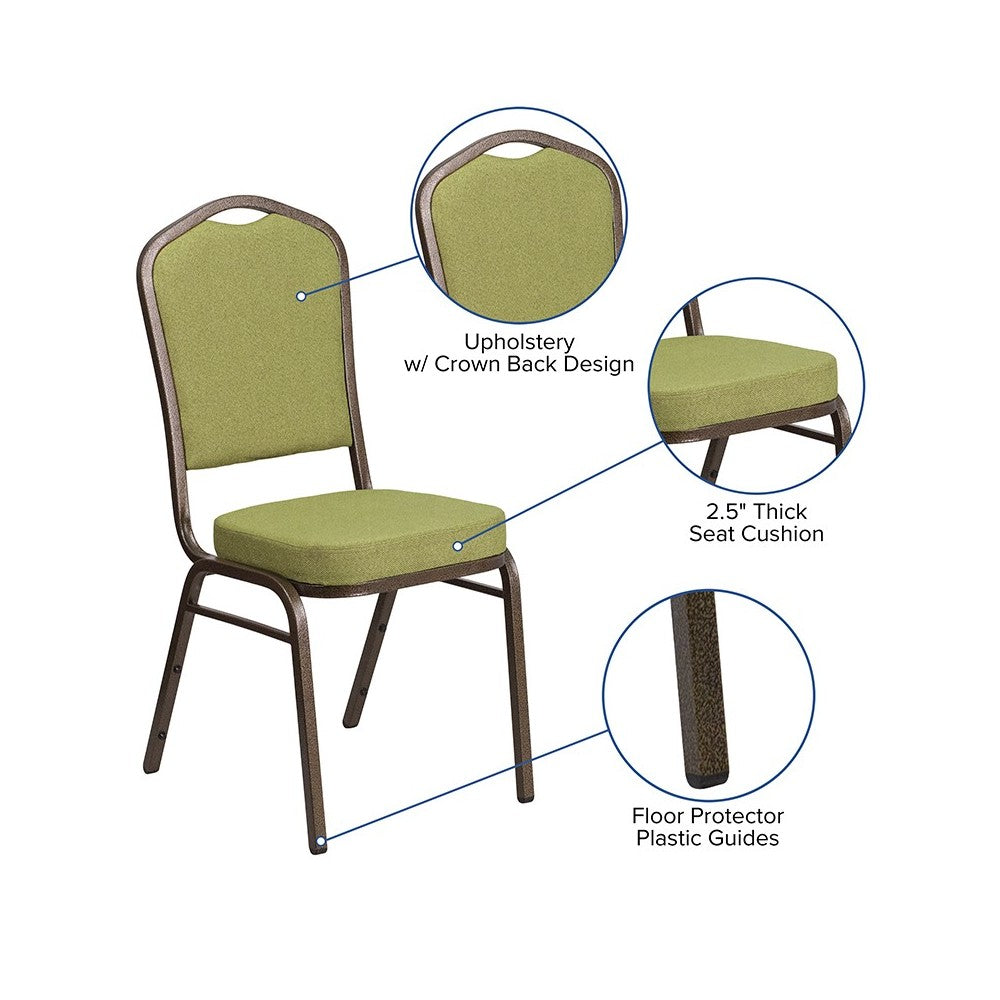 Crown Back Stacking Banquet Chair in Moss Fabric - Gold Vein Frame