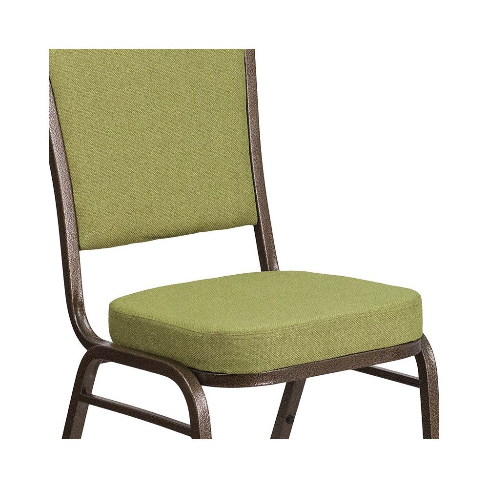 Crown Back Stacking Banquet Chair in Moss Fabric - Gold Vein Frame