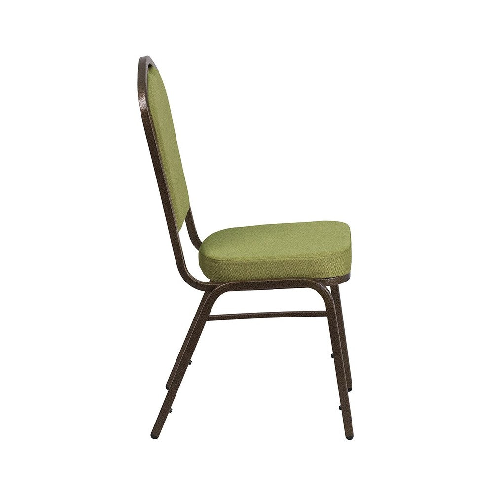 Crown Back Stacking Banquet Chair in Moss Fabric - Gold Vein Frame