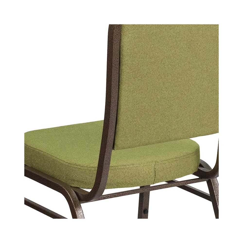 Crown Back Stacking Banquet Chair in Moss Fabric - Gold Vein Frame