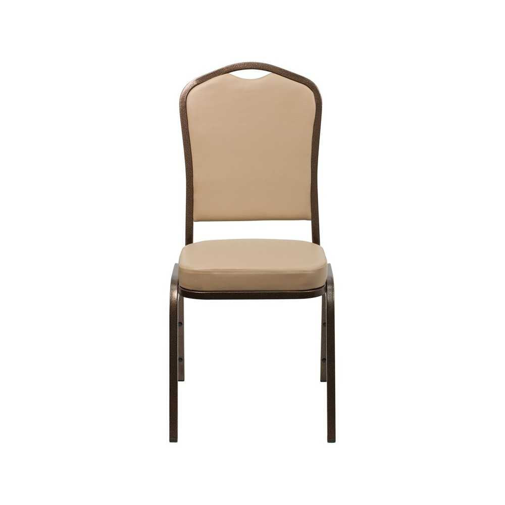 Crown Back Stacking Banquet Chair in Tan Vinyl - Copper Vein Frame