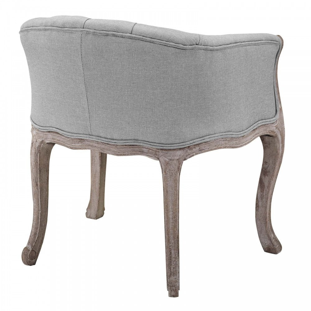 Crown Vintage French Upholstered Fabric Dining Armchair Set of 2, White, EEI-3104-LGR-SET