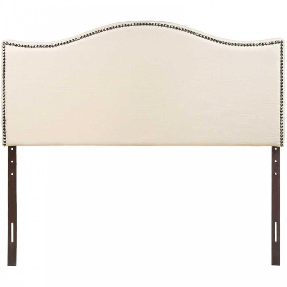 Curl Full Nailhead Upholstered Headboard, Ivory