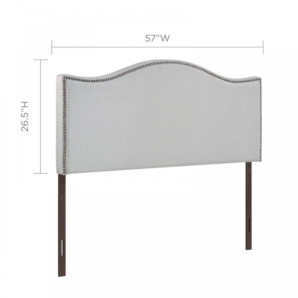 Curl Full Nailhead Upholstered Headboard, Sky Gray