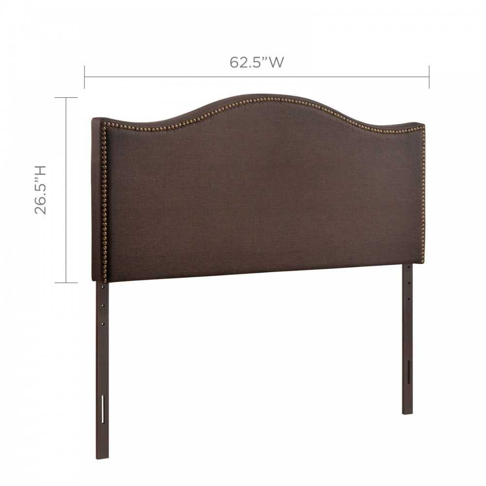 Curl Queen Nailhead Upholstered Headboard, Dark Brown