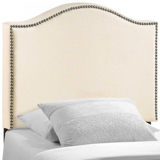 Curl Twin Nailhead Upholstered Headboard, Ivory