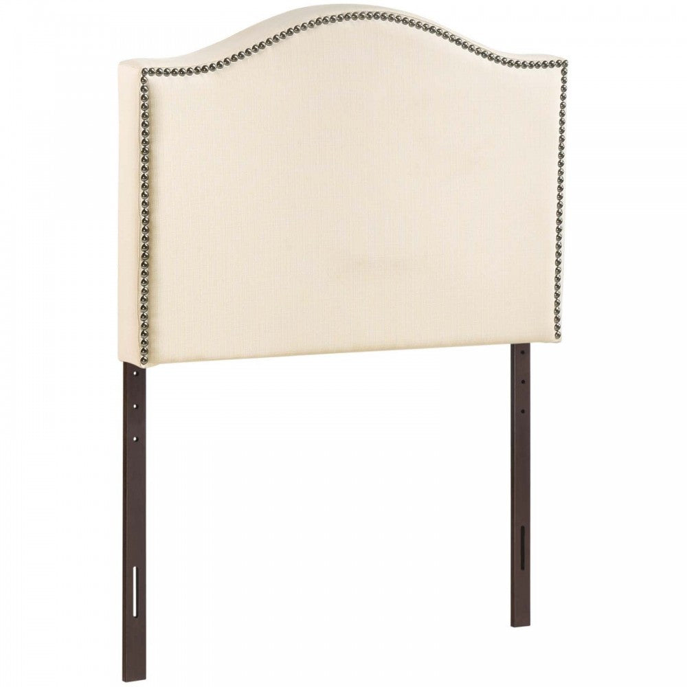 Curl Twin Nailhead Upholstered Headboard, Ivory