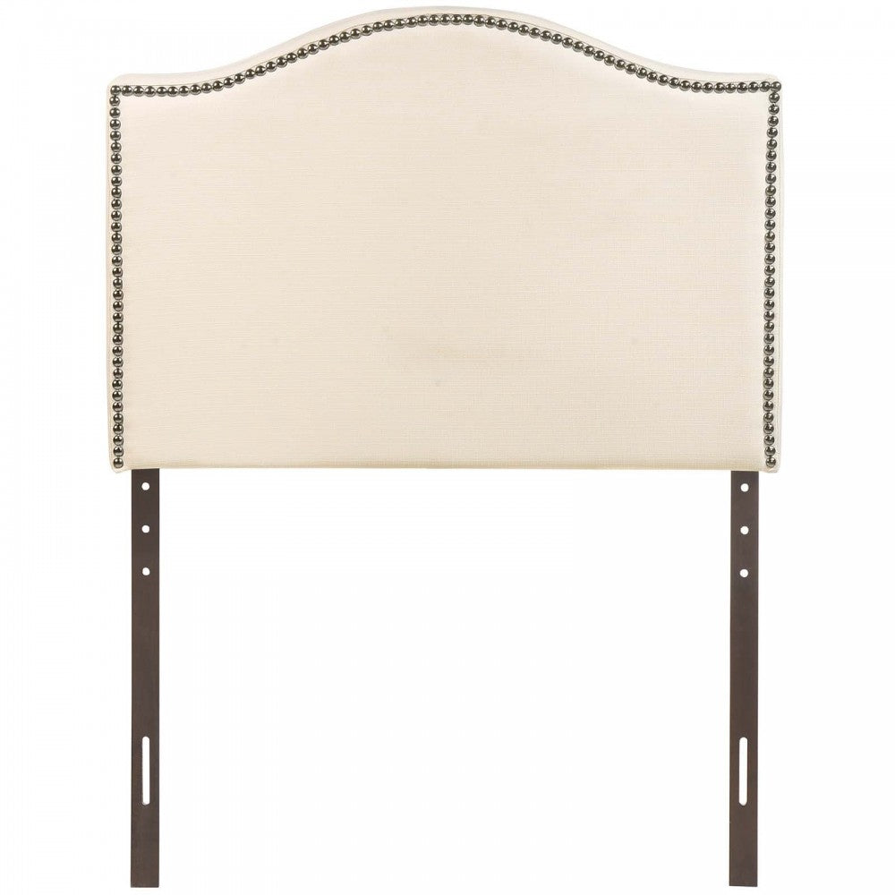 Curl Twin Nailhead Upholstered Headboard, Ivory