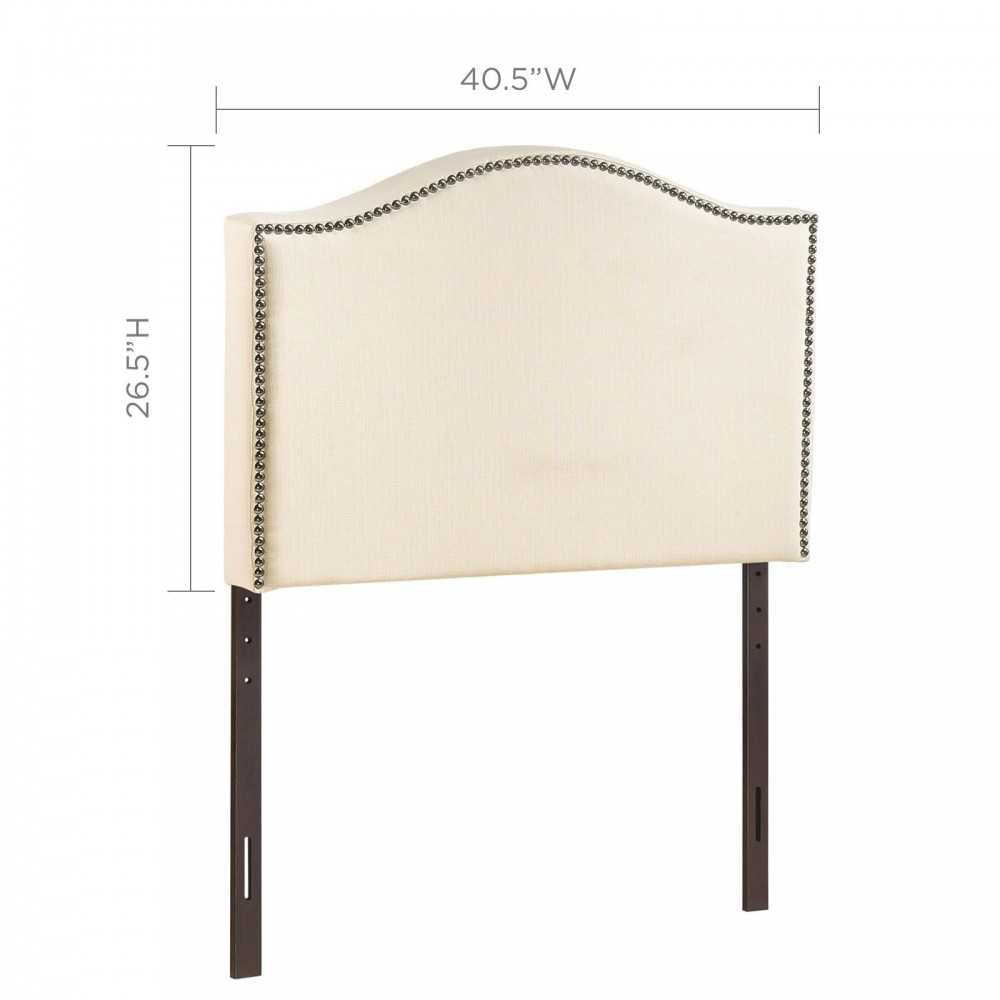 Curl Twin Nailhead Upholstered Headboard, Ivory